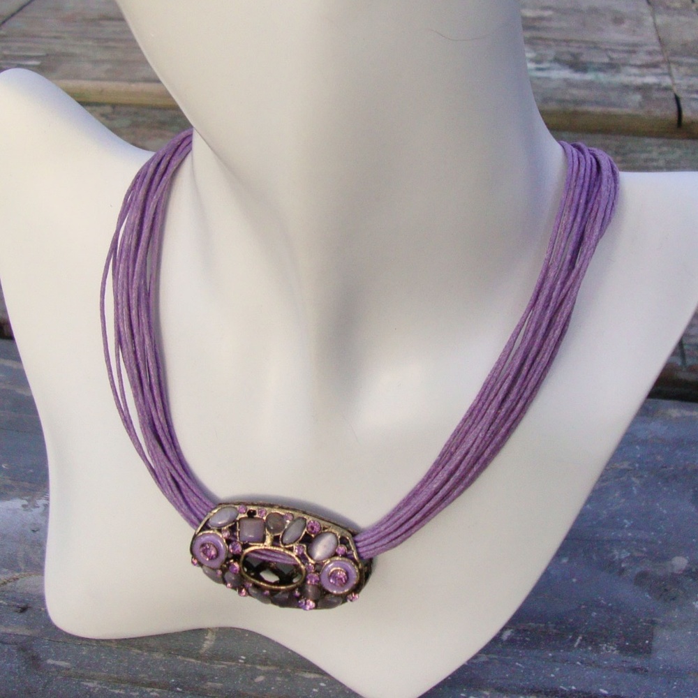Multi-Strand Enamel Slide Necklace NEW